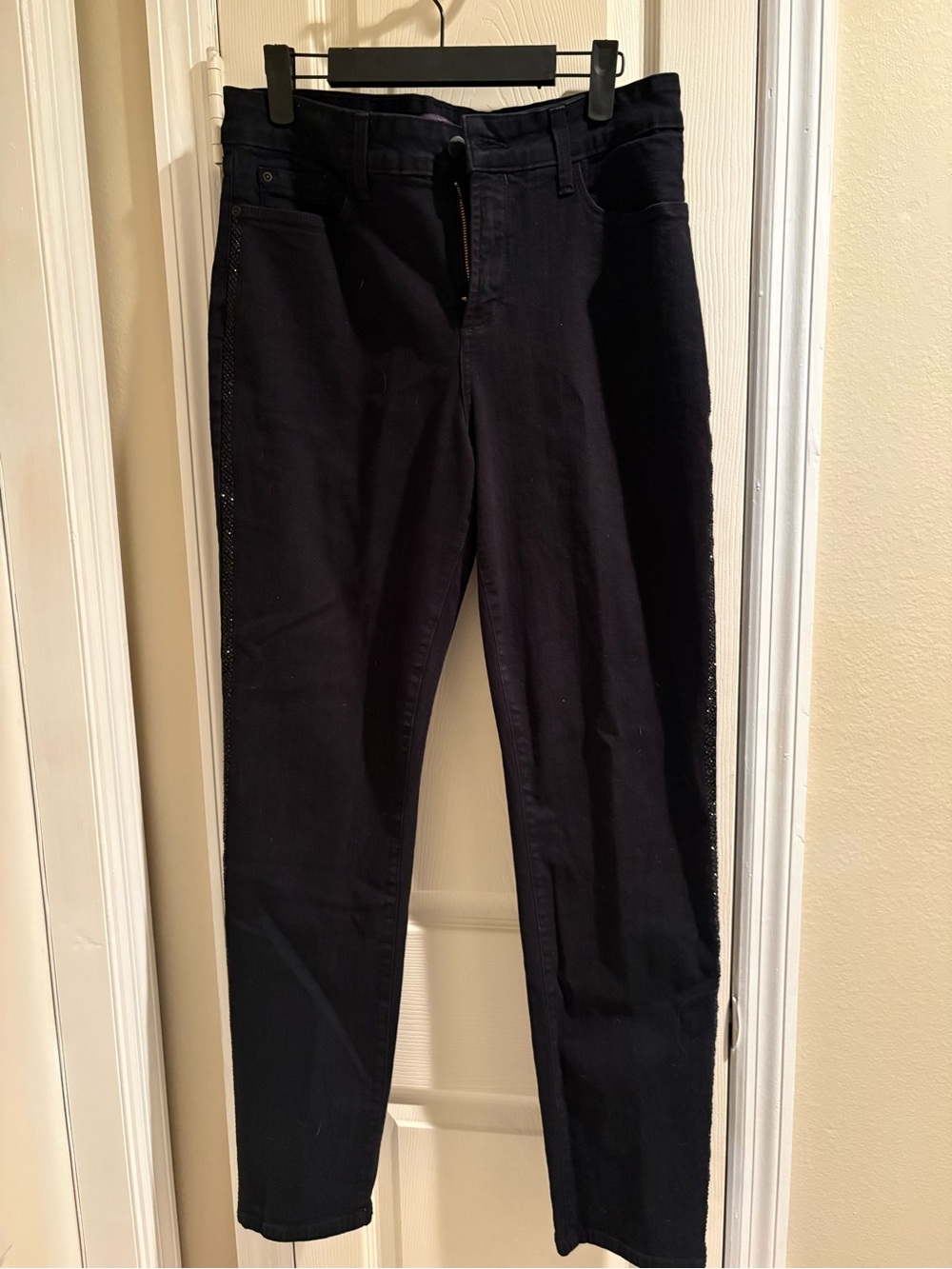 NYDJ Black Straight-Leg Jeans with Side Detail Size 12